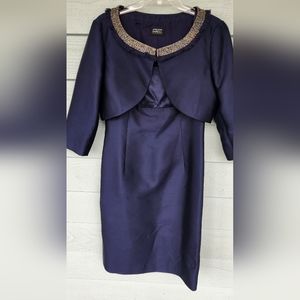Adrianna Papell Silk, Navy Blue Dress, 2-Piece, Size 10